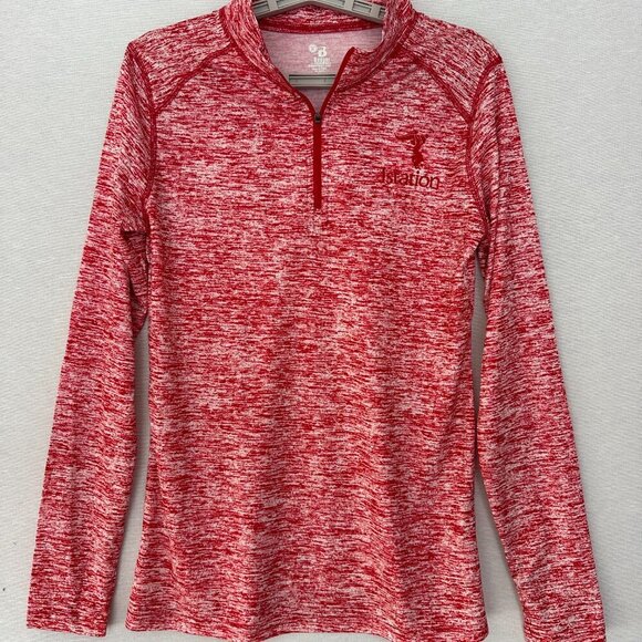 Badger Sport Tops - BADGER SPORT WOMEN'S 1/4 ZIP LIGHTWEIGHT PULLOVER IN HEATHERED RED COLOR SIZE M